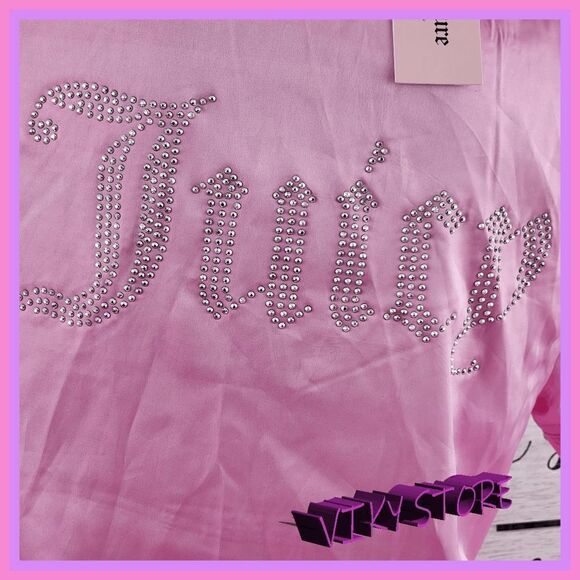 NWT {Juicy Couture} Pink Studded Logo Satin 2 Pieces Pajama Set Large NWT - Picture 10 of 11